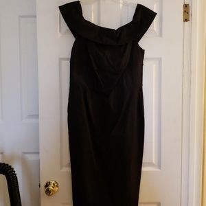 Off the shoulder pinstrip dress